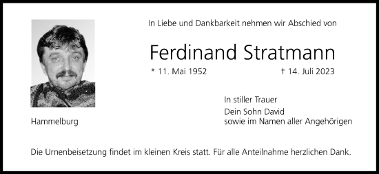 Anzeige von Ferdinand Stratmann von MGO