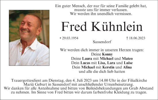 Anzeige von Fred Kühnlein von MGO