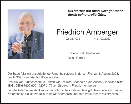 Anzeige von Friedrich Amberger von MGO