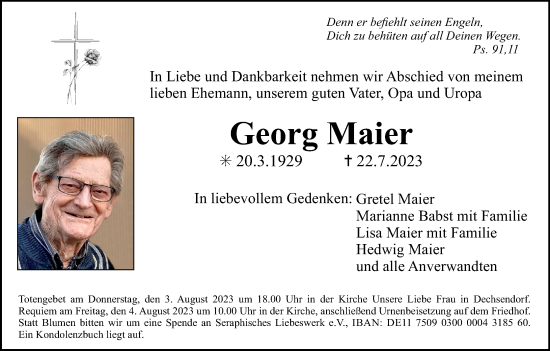 Anzeige von Georg Maier von MGO