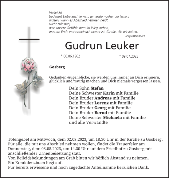 Anzeige von Gudrun Leuker von MGO