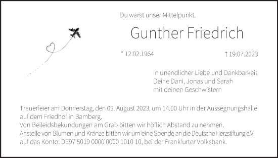 Anzeige von Gunther Friedrich von MGO