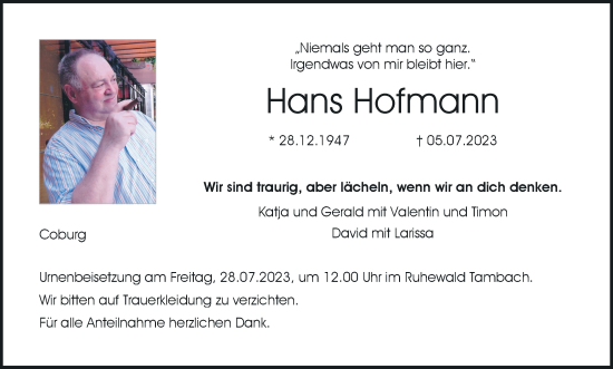 Anzeige von Hans Hofmann von MGO