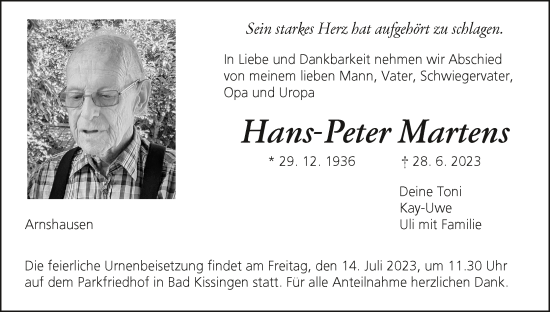 Anzeige von Hans-Peter Martens von MGO
