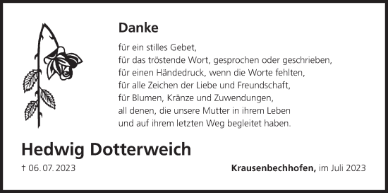 Anzeige von Hedwig Dotterweich von MGO