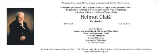 Anzeige von Helmut Glaßl von MGO
