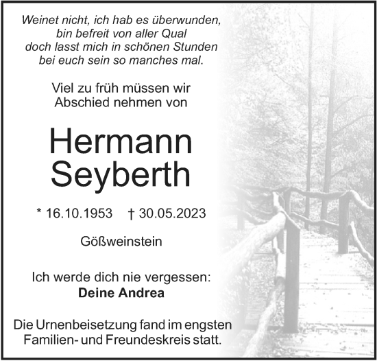 Anzeige von Hermann Seyberth von MGO