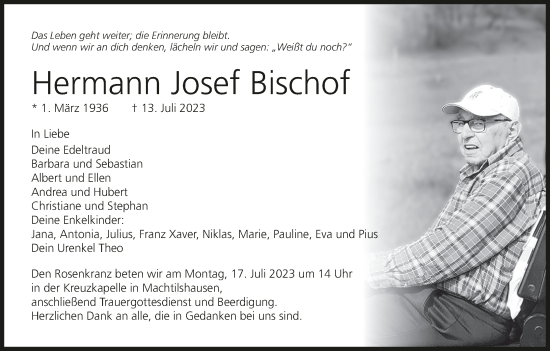 Anzeige von Hermann Josef Bischof von MGO