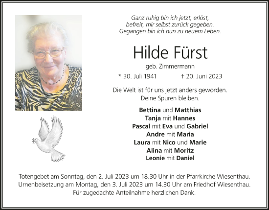 Anzeige von Hilde Fürst von MGO