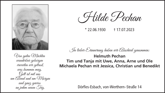Anzeige von Hilde Pechan von MGO