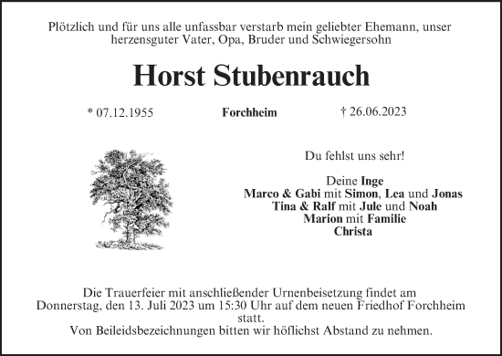 Anzeige von Horst Stubenrauch von MGO