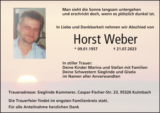 Anzeige von Horst Weber von MGO
