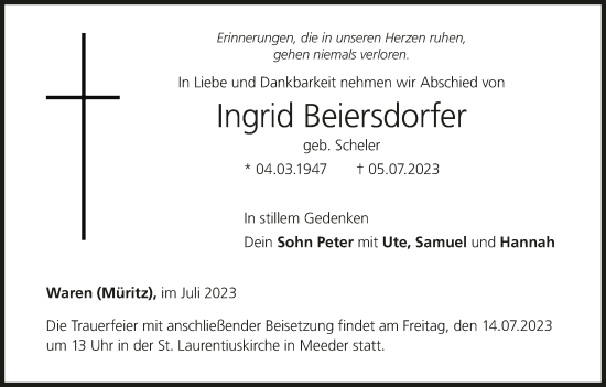 Anzeige von Ingrid Beiersdorfer von MGO