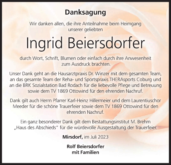 Anzeige von Ingrid Beiersdorfer von MGO