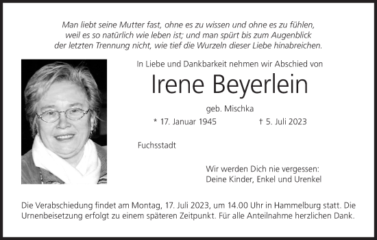 Anzeige von Irene Beyerlein von MGO