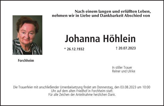 Anzeige von Johanna Höhlein von MGO