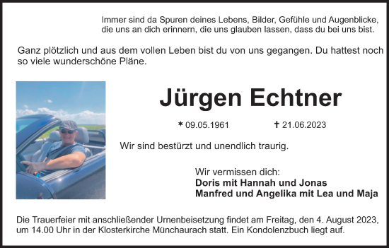 Anzeige von Jürgen Echtner von MGO