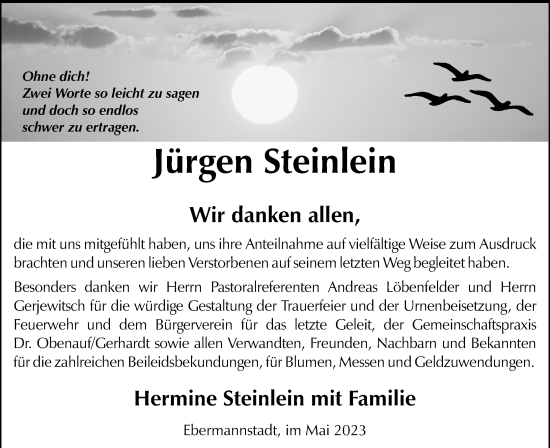 Anzeige von Jürgen Steinlein von MGO