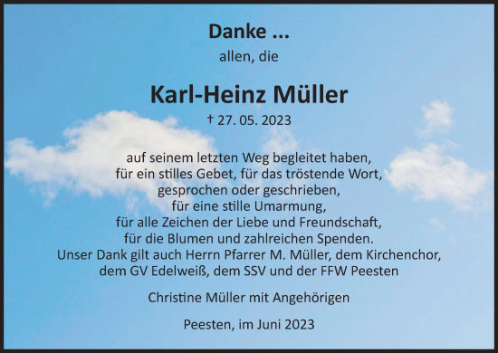Anzeige von Karl-Heinz Müller von MGO