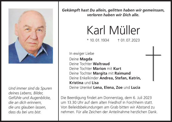 Anzeige von Karl Müller von MGO