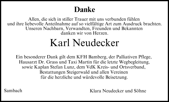 Anzeige von Karl Neudecker von MGO