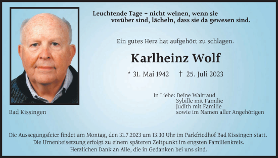 Anzeige von Karlheinz Wolf von MGO