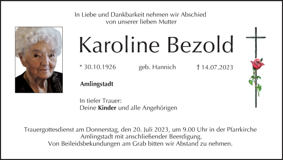 Anzeige von Karoline Bezold von MGO