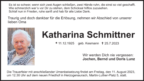 Anzeige von Katharina Schmittner von MGO