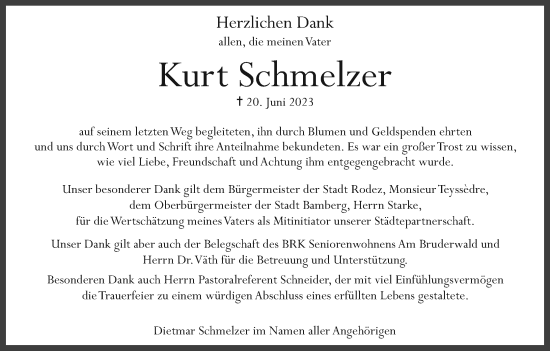 Anzeige von Kurt Schmelzer von MGO