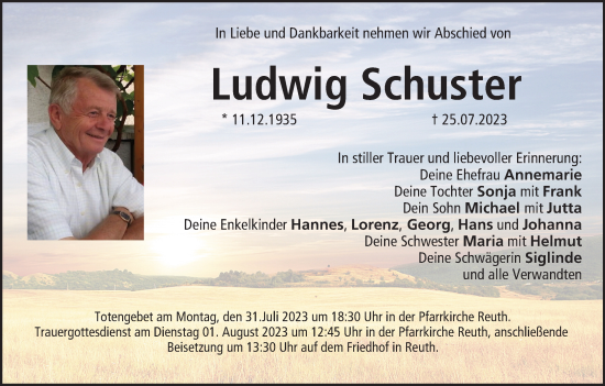 Anzeige von Ludwig Schuster von MGO