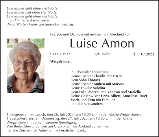 Anzeige von Luise Amon von MGO