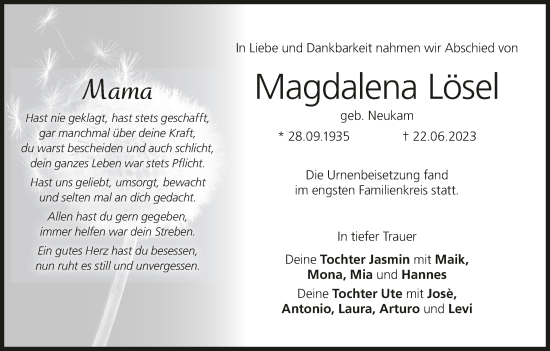 Anzeige von Magdalena Lösel von MGO