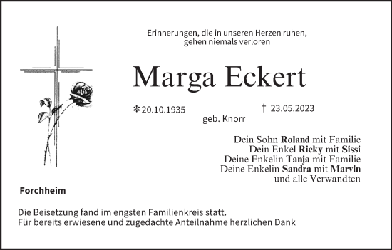 Anzeige von Marga Eckert von MGO
