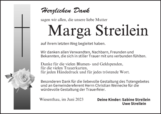 Anzeige von Marga Streilein von MGO