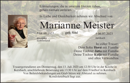 Anzeige von Marianne Meister von MGO