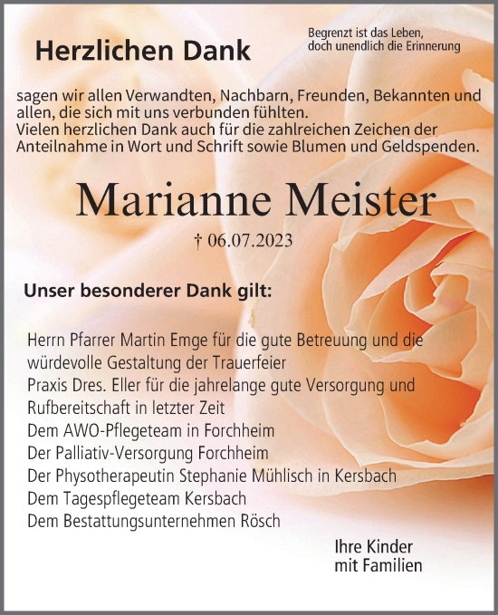 Anzeige von Marianne Meister von MGO
