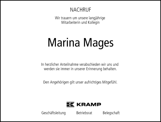 Anzeige von Marina Mages von MGO