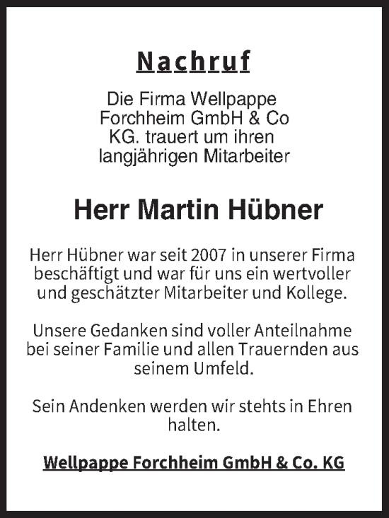 Anzeige von Martin Hübner von MGO