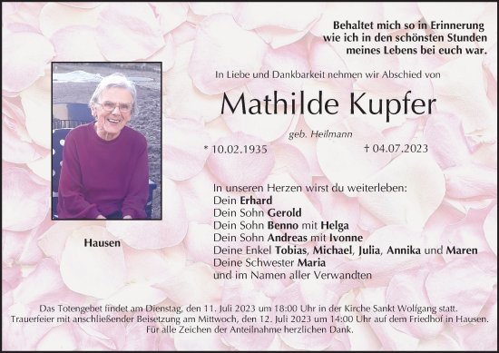 Anzeige von Mathilde Kupfer von MGO