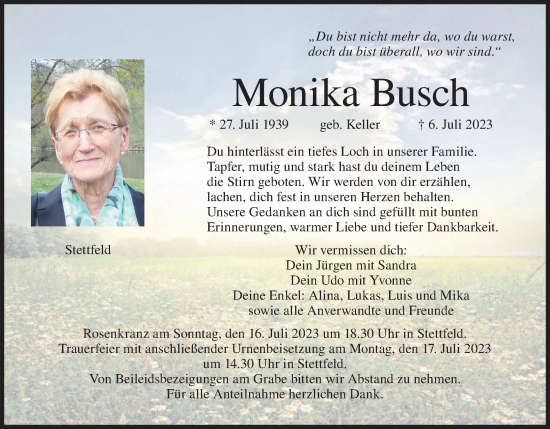 Anzeige von Monika Busch von MGO