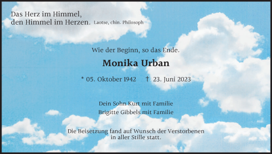 Anzeige von Monika Urban von MGO