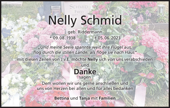 Anzeige von Nelly Schmid von MGO