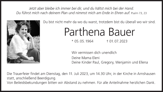 Anzeige von Parthena Bauer von MGO