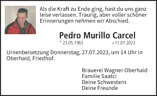Anzeige von Pedro Murillo Carcel von MGO
