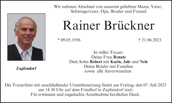 Anzeige von Rainer Brückner von MGO