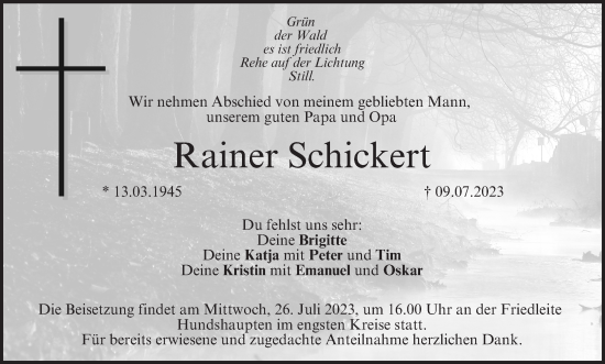 Anzeige von Rainer Schickert von MGO