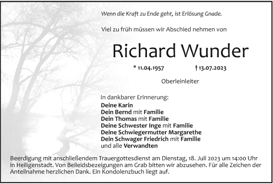 Anzeige von Richard Wunder von MGO
