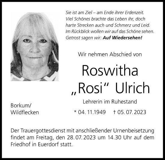 Anzeige von Roswitha Ulrich von MGO