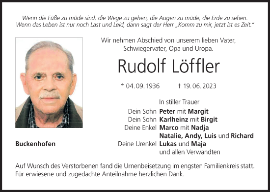 Anzeige von Rudolf Löffler von MGO