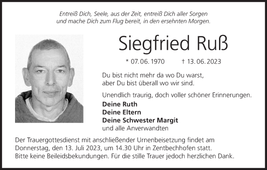 Anzeige von Siegfried Ruß von MGO